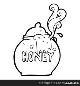 freehand drawn black and white cartoon honey pot