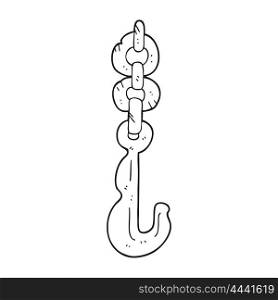 freehand drawn black and white cartoon hook and chain