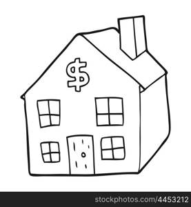 freehand drawn black and white cartoon housing market