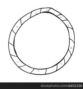 freehand drawn black and white cartoon hula hoop
