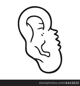 freehand drawn black and white cartoon human ear