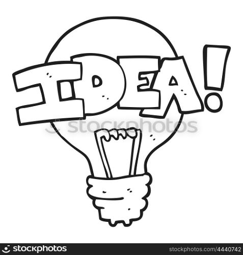 freehand drawn black and white cartoon idea light bulb symbol