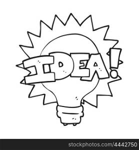 freehand drawn black and white cartoon idea light bulb symbol