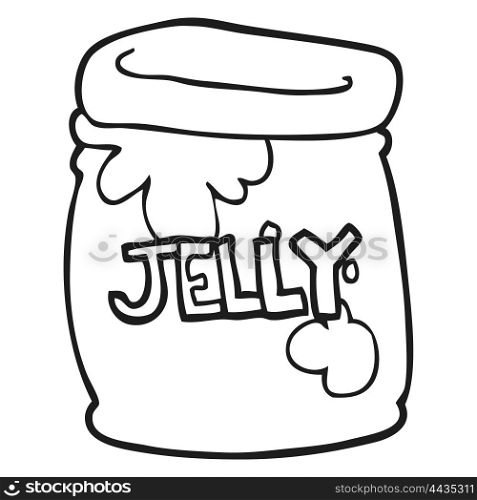freehand drawn black and white cartoon jar of jelly