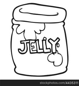 freehand drawn black and white cartoon jar of jelly
