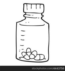 freehand drawn black and white cartoon jar of pills