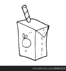 freehand drawn black and white cartoon juice box