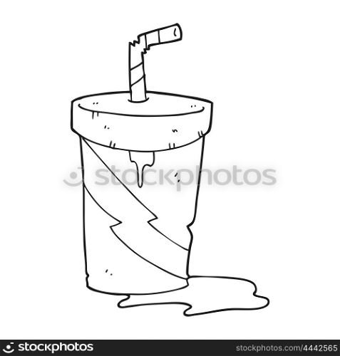 freehand drawn black and white cartoon junk food cola drink