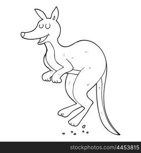 freehand drawn black and white cartoon kangaroo