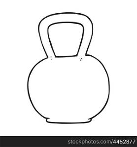 freehand drawn black and white cartoon kettle bell