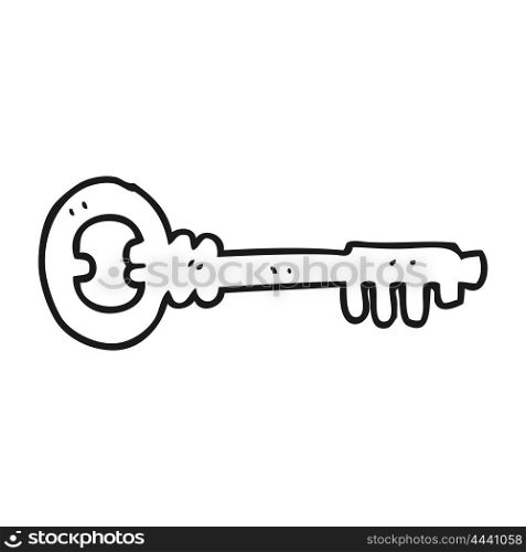 freehand drawn black and white cartoon key