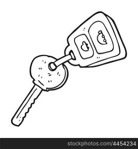 freehand drawn black and white cartoon key