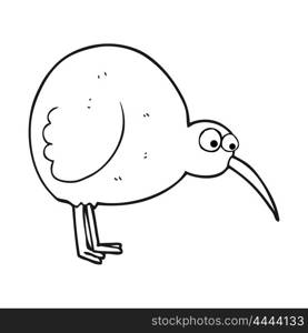 freehand drawn black and white cartoon kiwi bird