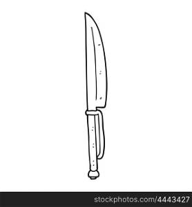 freehand drawn black and white cartoon knife