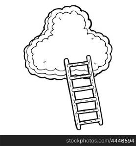 freehand drawn black and white cartoon ladder to heaven