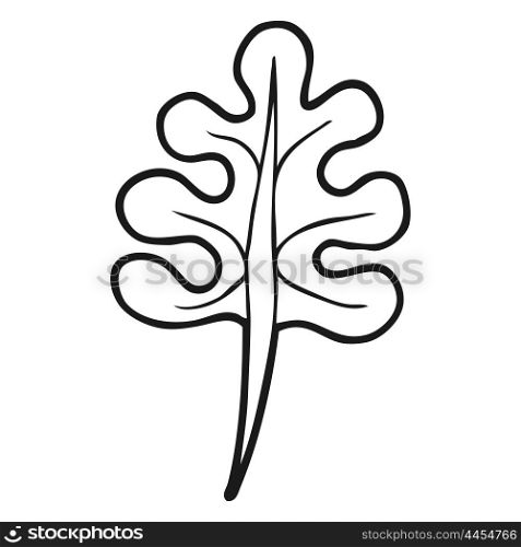 freehand drawn black and white cartoon leaf