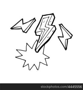 freehand drawn black and white cartoon lightning bolt doodle