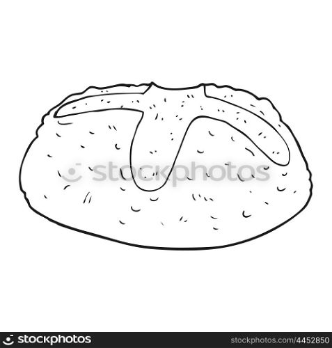 freehand drawn black and white cartoon loaf of bread