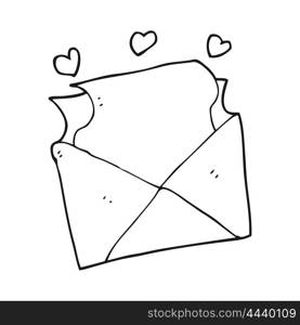 freehand drawn black and white cartoon love letter