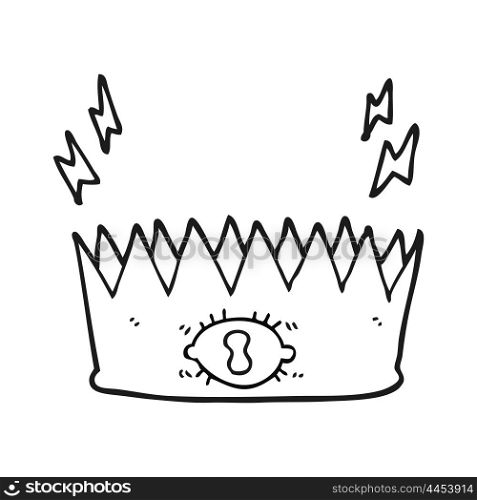 freehand drawn black and white cartoon magic crown