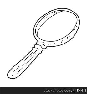 freehand drawn black and white cartoon magnifying glass
