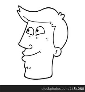 freehand drawn black and white cartoon male face