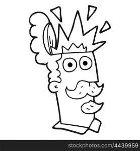 freehand drawn black and white cartoon man with exploding head