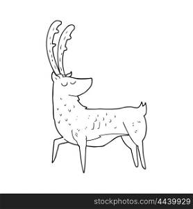 freehand drawn black and white cartoon manly stag