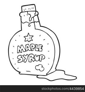 freehand drawn black and white cartoon maple syrup bottle
