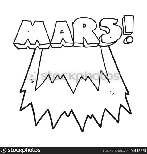 freehand drawn black and white cartoon Mars text symbol