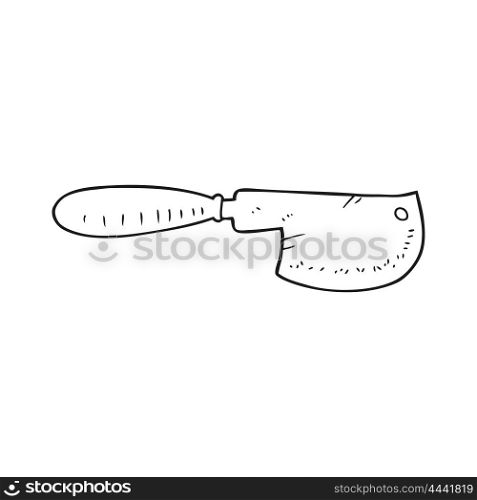 freehand drawn black and white cartoon meat cleaver