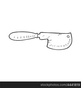 freehand drawn black and white cartoon meat cleaver