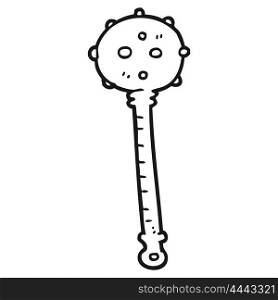 freehand drawn black and white cartoon medieval mace