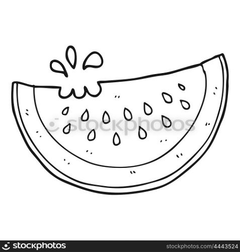 freehand drawn black and white cartoon melon slice