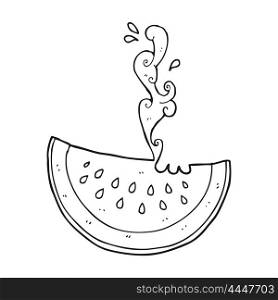 freehand drawn black and white cartoon melon slice