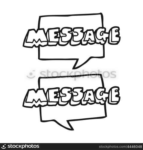 freehand drawn black and white cartoon message texts