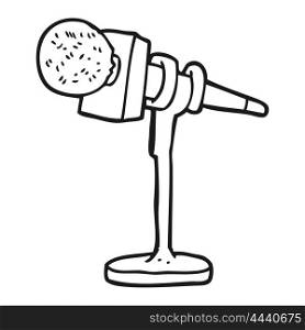freehand drawn black and white cartoon microphone