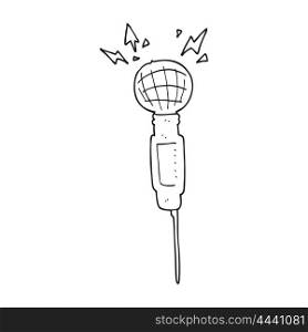 freehand drawn black and white cartoon microphone