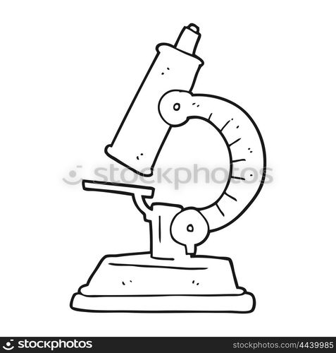 freehand drawn black and white cartoon microscope