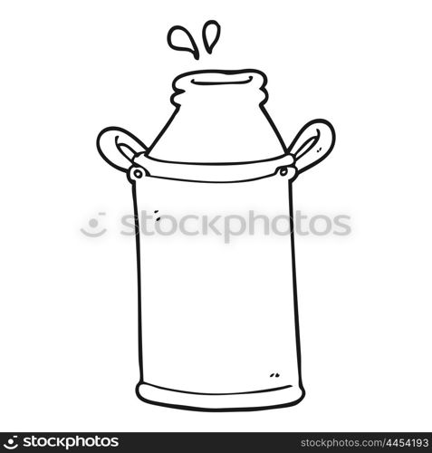 freehand drawn black and white cartoon milk barrel