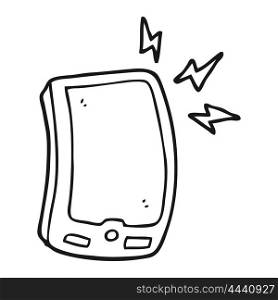 freehand drawn black and white cartoon mobile phone