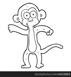 freehand drawn black and white cartoon monkey