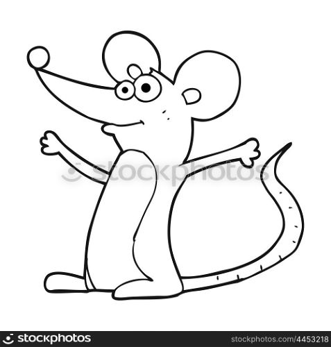 freehand drawn black and white cartoon mouse