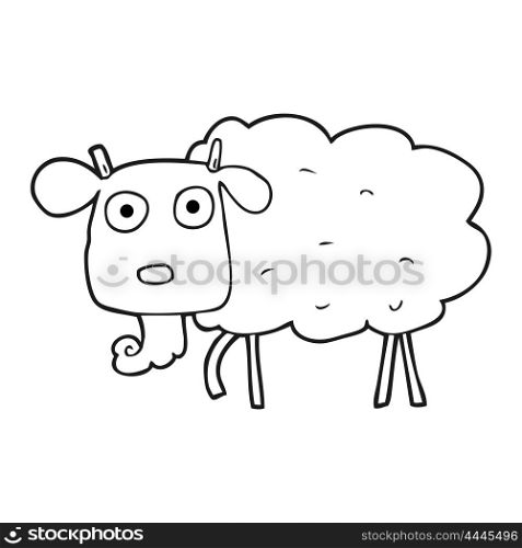 freehand drawn black and white cartoon muddy goat