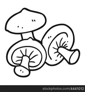 freehand drawn black and white cartoon mushrooms