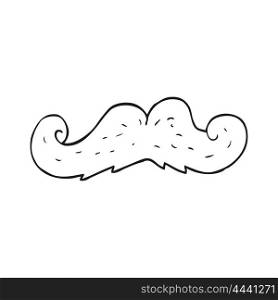 freehand drawn black and white cartoon mustache