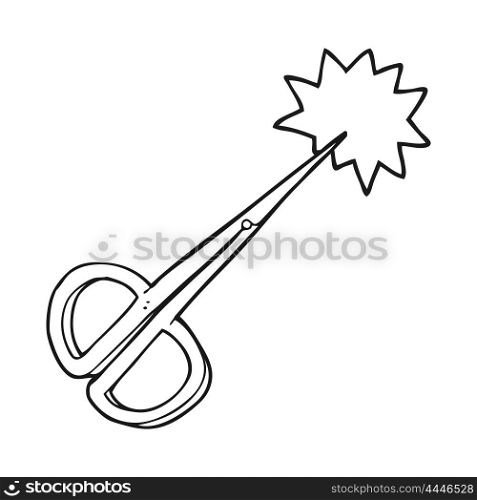 freehand drawn black and white cartoon nail scissors