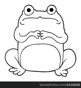 freehand drawn black and white cartoon nervous frog