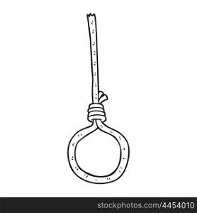 freehand drawn black and white cartoon noose