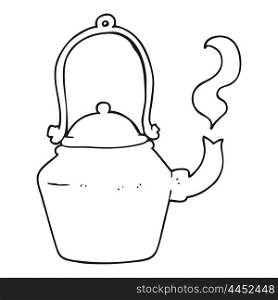 freehand drawn black and white cartoon old black kettle